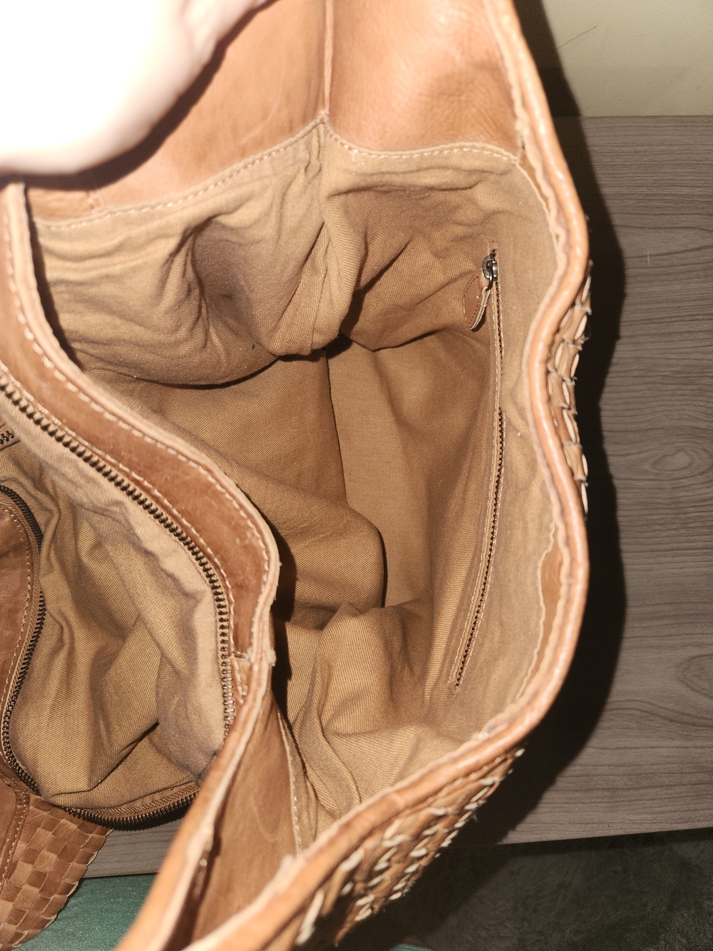 Woven Leather Tote Bag in Tan - Women Bags - Picture 5 of 9